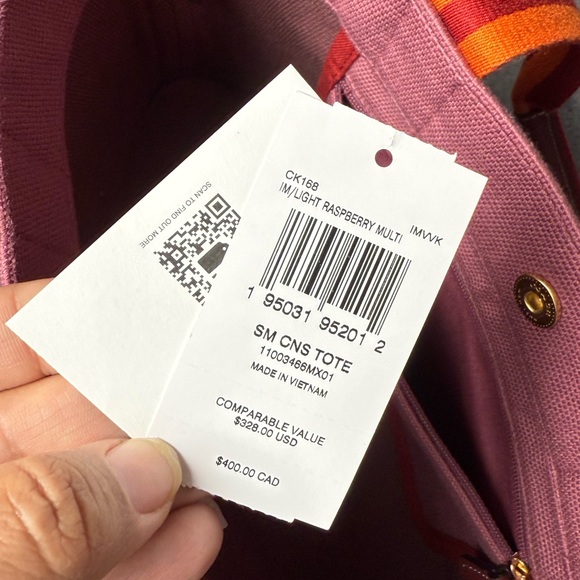 Coach canvas Tote Bag with Cherry Charm - Picture 5 of 6